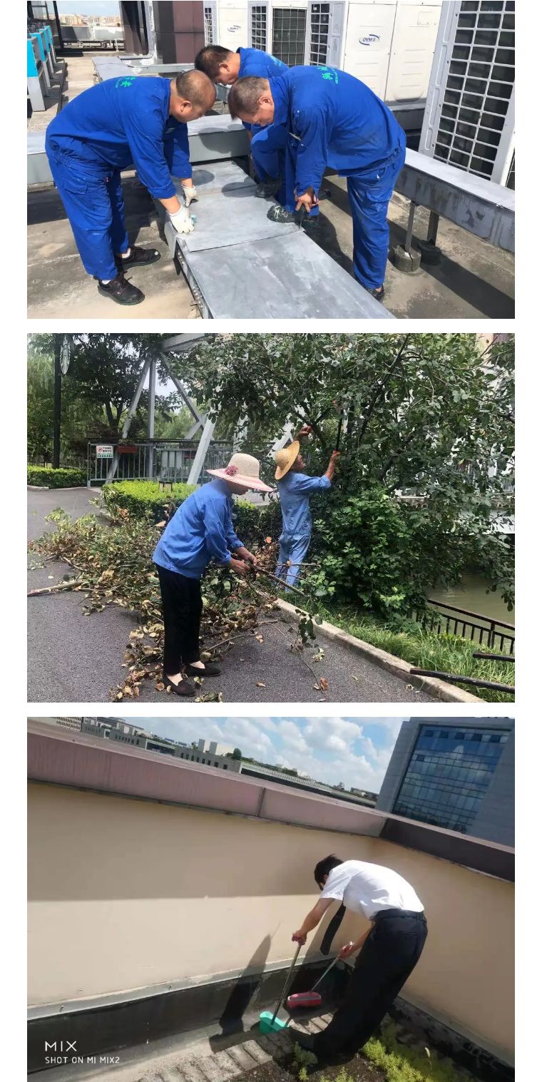 融真虹桥商务广场物业服务中心扎实做好“烟花”台风防御工作